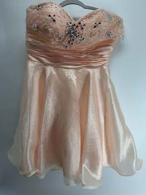 Bee Darlin Size 11/12 Blush Pink Rhinestone Strapless Homecoming Party Dress